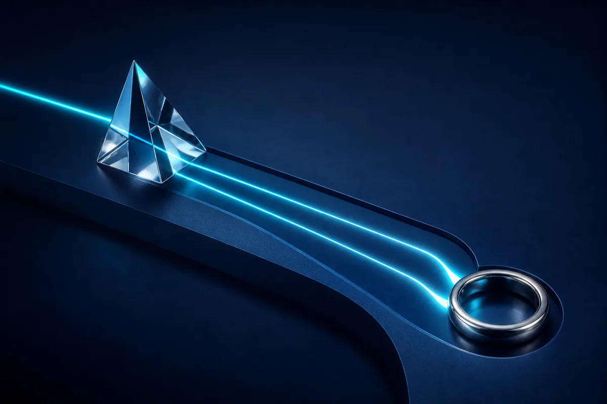 Crystal prism routing a campaign signal toward a booking point